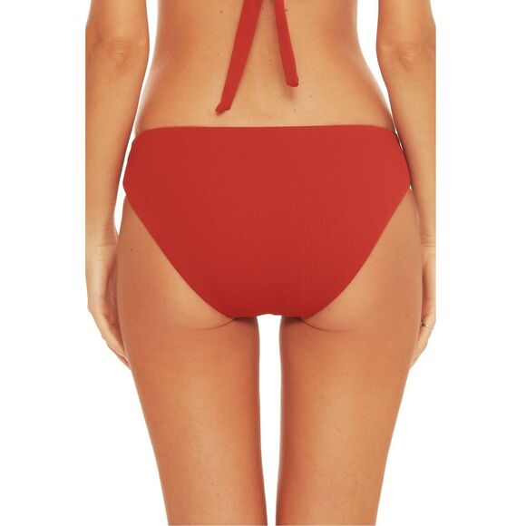 Becca Women Dark Orange Ribbed American Fine Line Swim Hipster Bottom Size M - Picture 2 of 2